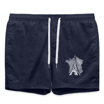 Eiffelturm Silhouette minimalistisch Paris Souveni - Badeshorts - French Navy - Vorne - AI Model Male 185 light (185cm)
