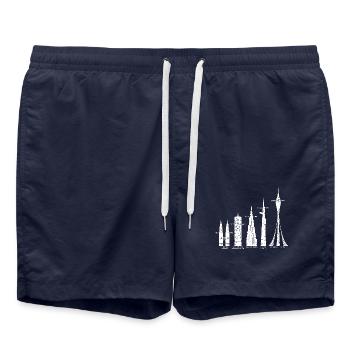 Tallest Skyscrapers Clouds Buildings Mega Towers - Swim Trunks - french navy - Front - AI Model Male 185 light (185cm)