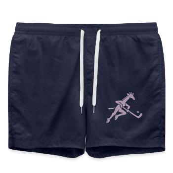 Giraffe Eishockey Silhouette Minimalistisch - Badeshorts - French Navy - Vorne - AI Model Male 185 light (185cm)