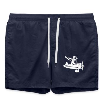 Pinguin Piloten Silhouette Flugschein - Badeshorts - French Navy - Vorne - AI Model Male 185 light (185cm)