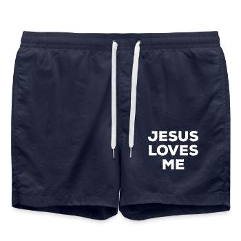 Jesus liebt mich Glaube Hoffnung Religion - Badeshorts - French Navy - Vorne - AI Model Male 185 light (185cm)