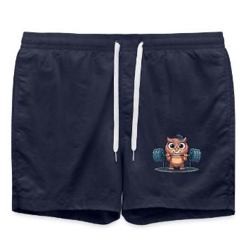 Hibou fort haltérophile Fitness Drôle de poids - Short de bain - bleu marine - Devant - AI Model Male 185 light (185cm)