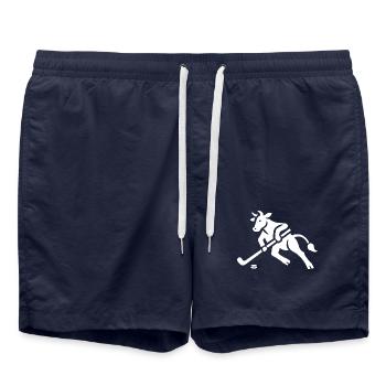 Cow Bull Hockey Player Silhouette Minimalist - Swim Trunks - french navy - Front - AI Model Male 185 light (185cm)