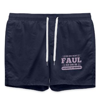 Nicht faul im Standby-Modus Spruch - Badeshorts - French Navy - Vorne - AI Model Male 185 light (185cm)