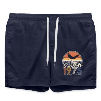 Vintage, 1975, Anniversaire, Vintage, Cadeau Rétro - Short de bain - bleu marine - Devant - AI Model Male 185 light (185cm)