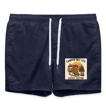 Camping in style: Dachshund Edition - Swim Trunks - french navy - Front - AI Model Male 185 light (185cm)