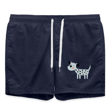 hellblauer Hund - Badeshorts - French Navy - Vorne - AI Model Male 185 light (185cm)