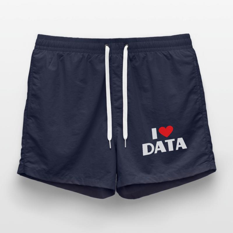 I Love Data Funny Computer Nerd Saying Swim Trunks