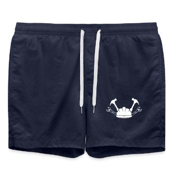 Construction Site Construction Worker Craft Helmet Silhouette - Swim Trunks - french navy - Front - AI Model Male 185 light (185cm)