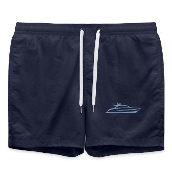 Bateau Yacht Silhouette Minimaliste - Short de bain - bleu marine - Devant - AI Model Male 185 light (185cm)