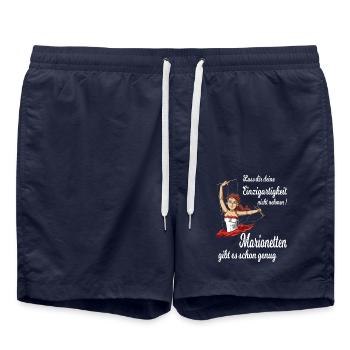 Marionetten gibt es schon genug - Badeshorts - French Navy - Vorne - AI Model Male 185 light (185cm)