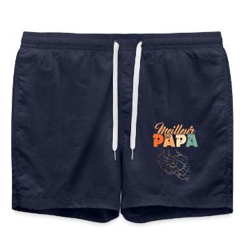 meilleur papa père et fils 1 - Short de bain - bleu marine - Devant - AI Model Male 185 light (185cm)