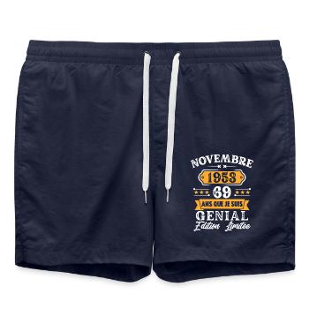 Cadeau D'anniversaire 69 Ans Novembre 1953 Rétro - Short de bain - bleu marine - Devant - AI Model Male 185 light (185cm)
