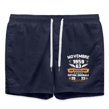Novembre 1959 Idée Cadeau D'anniversaire 63 Ans - Short de bain - bleu marine - Devant - AI Model Male 185 light (185cm)