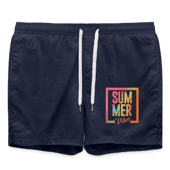 summer vibes été palmier - Short de bain - bleu marine - Devant - AI Model Male 185 light (185cm)