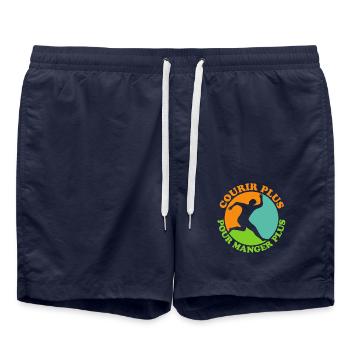 Courir plus pour manger plus 1 - Short de bain - bleu marine - Devant - AI Model Male 185 light (185cm)