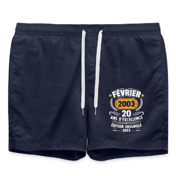 Cadeau D'anniversaire 20 Ans Février 2003 Vintage - Short de bain - bleu marine - Devant - AI Model Male 185 light (185cm)