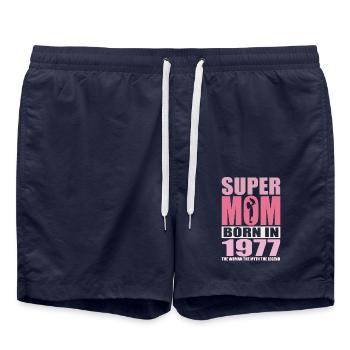 Mom's birthday 1977 | Super Mom - Swim Trunks - french navy - Front - AI Model Male 185 light (185cm)