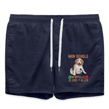 MON BEAGLE M APPELLE JE DOIS Y ALLER 1 - Short de bain - bleu marine - Devant - AI Model Male 185 light (185cm)