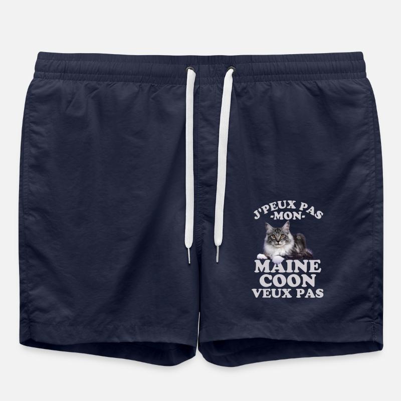 Chat Maine coon - Short de bain - bleu marine