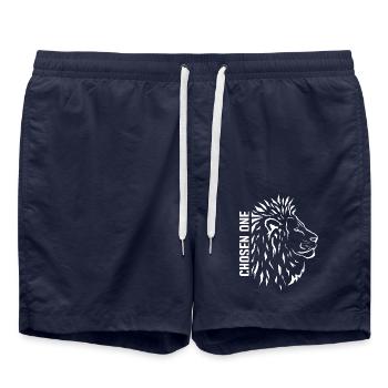 Chosen One – Tête de lion stylisée Blanc - Short de bain - bleu marine - Devant - AI Model Male 185 light (185cm)