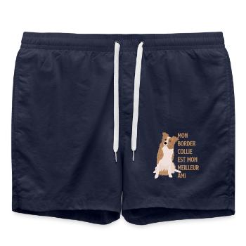 Mon Border collie est mon meilleur ami - Short de bain - bleu marine - Devant - AI Model Male 185 light (185cm)