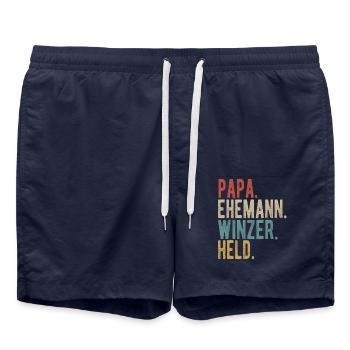 Winzer Papa Ehemann Held - Badeshorts - French Navy - Vorne - AI Model Male 185 light (185cm)