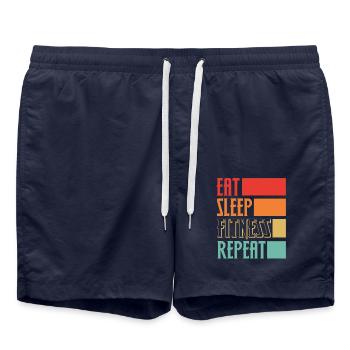 Eat Sleep Fitness Repeat - Swim Trunks - french navy - Front - AI Model Male 185 light (185cm)