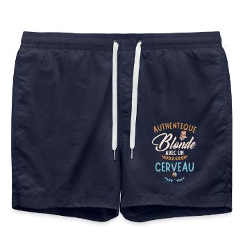 Authentique blonde avec un cerveau 1 - Short de bain - bleu marine - Devant - AI Model Male 185 light (185cm)