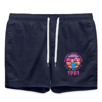Les femmes parfaites naissent en 1981 - Short de bain - bleu marine - Devant - AI Model Male 185 light (185cm)