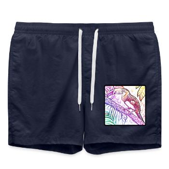 Regenbogen Tukan - Badeshorts - French Navy - Vorne - AI Model Male 185 light (185cm)