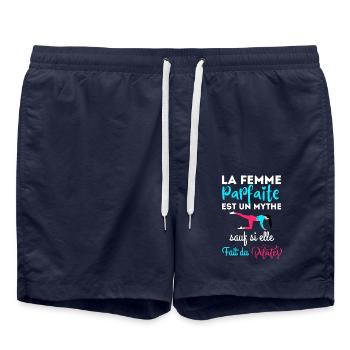 Femme pilates - Short de bain - bleu marine - Devant - AI Model Male 185 light (185cm)