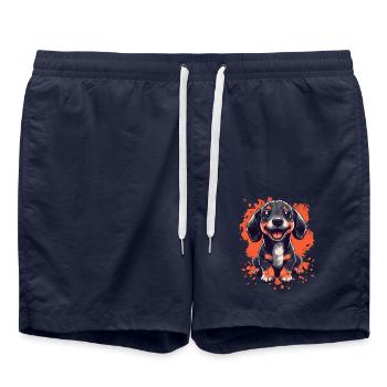 Dachshund puppy funny dog dogs - Swim Trunks - french navy - Front - AI Model Male 185 light (185cm)