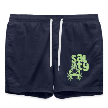 Salty Kisses – Krabbenliebe - Badeshorts - French Navy - Vorne - AI Model Male 185 light (185cm)