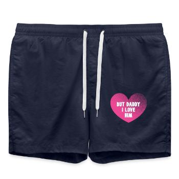 Aber Papa, ich liebe ihn - Herz - Badeshorts - French Navy - Vorne - AI Model Male 185 light (185cm)
