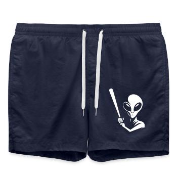 Alien joueur de baseball Silhouette minimaliste - Short de bain - bleu marine - Devant - AI Model Male 185 light (185cm)