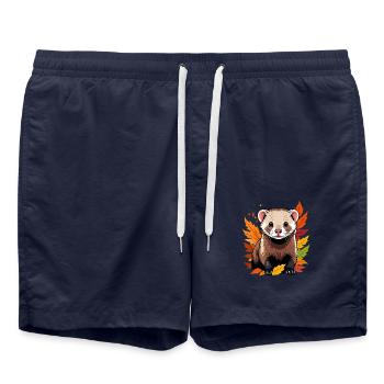 Niedliches Frettchen - Badeshorts - French Navy - Vorne - AI Model Male 185 light (185cm)