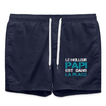 Le Meilleur Papa en Typo Distressed Turquoise - Short de bain - bleu marine - Devant - AI Model Male 185 light (185cm)
