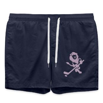 Löwe Wildkatze Eishockeyspieler Silhouette - Badeshorts - French Navy - Vorne - AI Model Male 185 light (185cm)