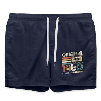 années 1960 Vintage Born Vintage Rétro Anniversaire - Short de bain - bleu marine - Devant - AI Model Male 185 light (185cm)