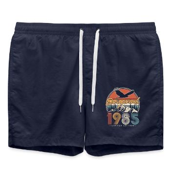 1985 Vintage Anniversaire Vintage Rétro Cadeau - Short de bain - bleu marine - Devant - AI Model Male 185 light (185cm)
