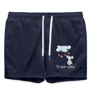 Gute Nacht Maus Nachthemd Schlafanzug Pyjama - Badeshorts - French Navy - Vorne - AI Model Male 185 light (185cm)