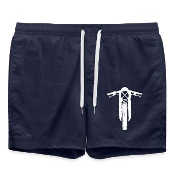 Biker Caferacer Motortrad T-Shirt - Badeshorts - French Navy - Vorne - AI Model Male 185 light (185cm)