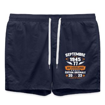 Septembre 1945 Idée cadeau d'anniversaire 77 ans - Short de bain - bleu marine - Devant - AI Model Male 185 light (185cm)