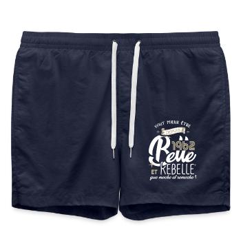 anniversaire 60 ans fille belle et rebelle 1962 - Short de bain - bleu marine - Devant - AI Model Male 185 light (185cm)