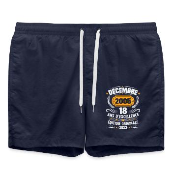 Cadeau D'anniversaire 18 Ans Décembre 2005 Vintage - Short de bain - bleu marine - Devant - AI Model Male 185 light (185cm)