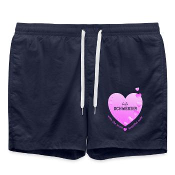 beste Schwester - Badeshorts - French Navy - Vorne - AI Model Male 185 light (185cm)