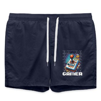 Retro Gamer Joystick / Controller Console Games - Swim Trunks - french navy - Front - AI Model Male 185 light (185cm)