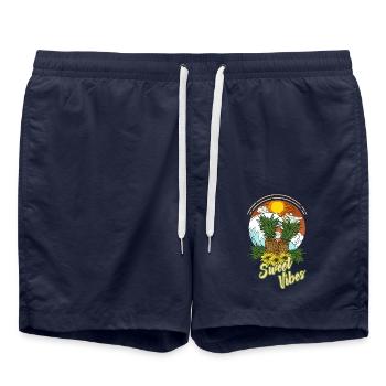 Ananas Été Soleil Plage Hawaï - Sweet Vibes - Short de bain - bleu marine - Devant - AI Model Male 185 light (185cm)