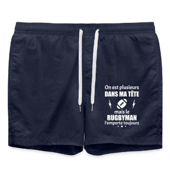 On est plusieurs dans ma tête Rugbyman, rubgy - Short de bain - bleu marine - Devant - AI Model Male 185 light (185cm)